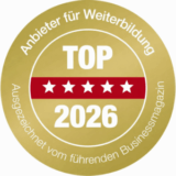 Vom Focus in der Rubrik „Weiterbildungsanbieter“ seit 2021 durchgängig gelistet Vom Focus in der Rubrik „Weiterbildungsanbieter“ seit 2021 durchgängig gelistet
